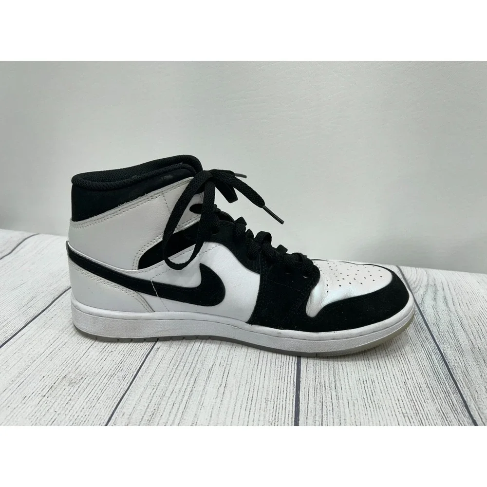 Nike Air Jordan 1 Mid SE Diamond Shorts Sneakers Mens 9.5 Black White Streetwear